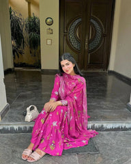 ,,Pink Embroidery-Printed 2pcs Sharara 