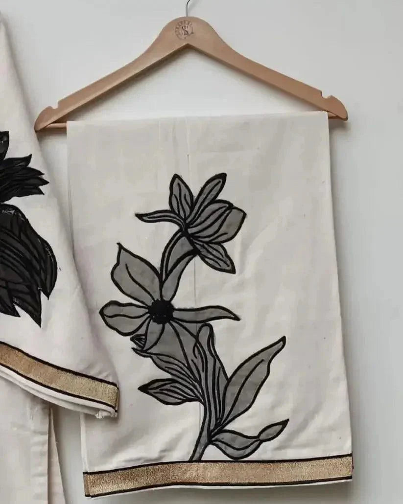 Almond Plazo Off White 2pc 