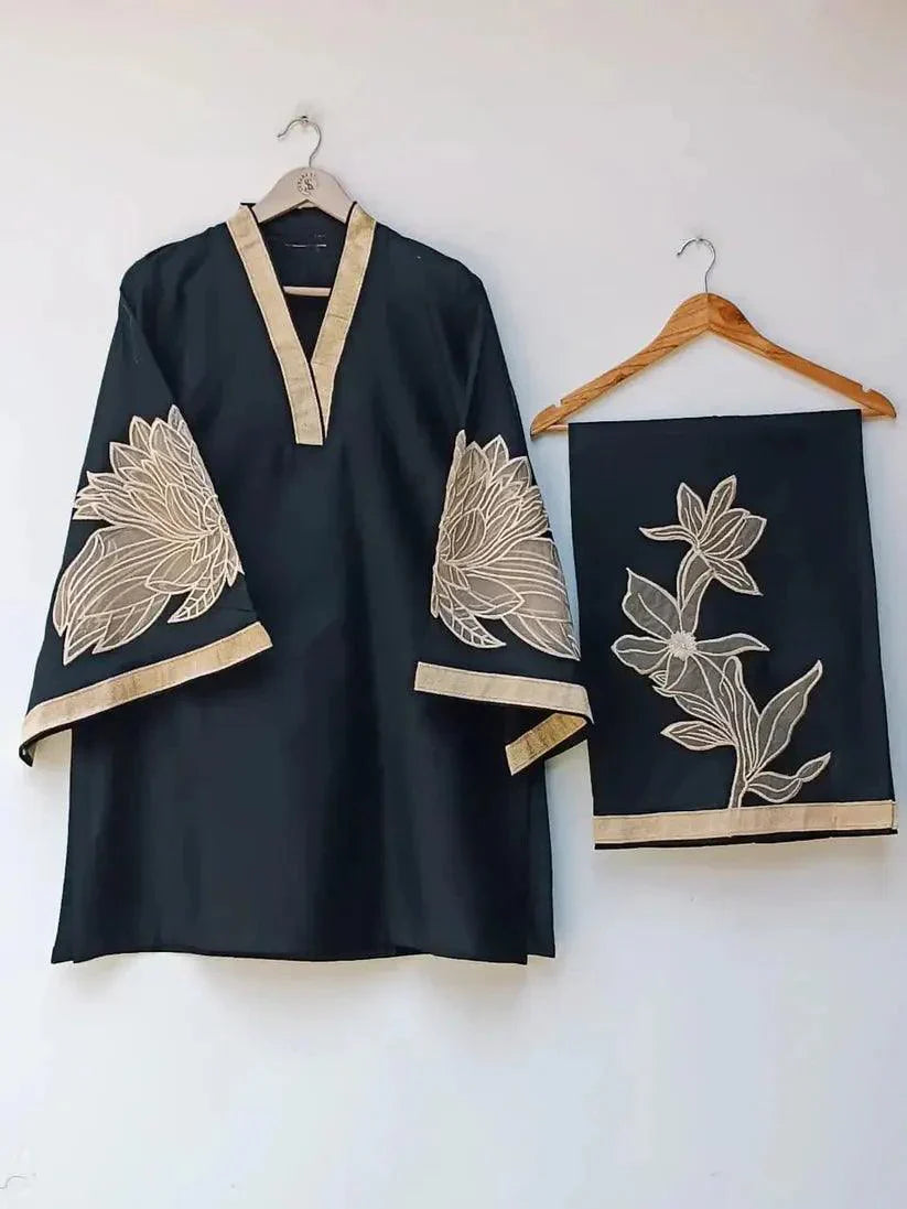 Almond Plazzo black 2pc 
