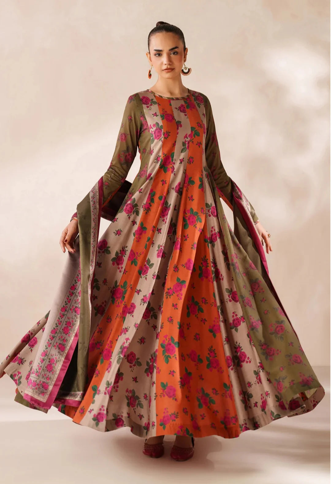 Multi Colour Frock Digital Printed Soft Manadora Winter 3Pcs(PREMIUM QUALITY)