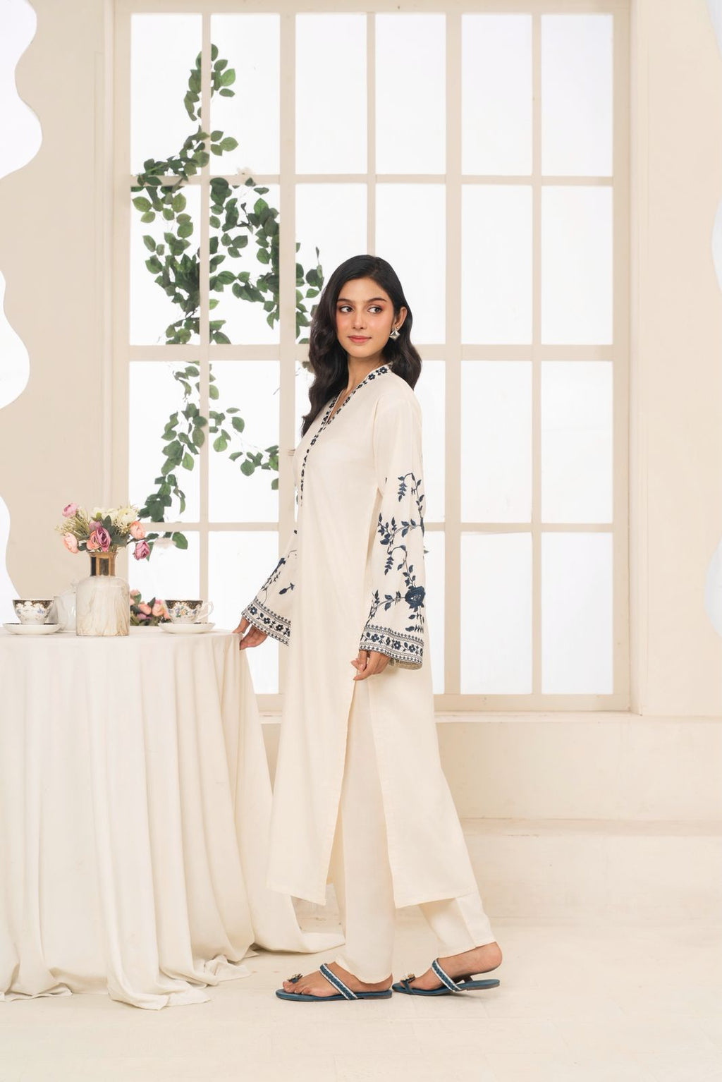 Embroidery 2pcs winter linen