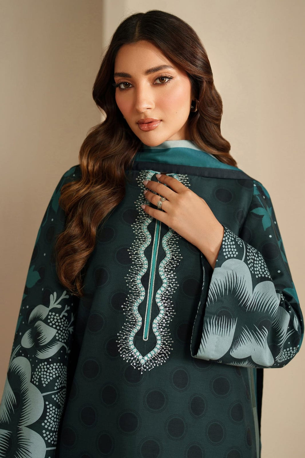 Green Queen Digital printed Khaddar 3PC