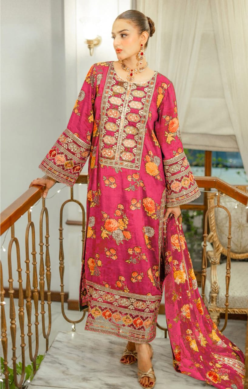 kareena  Embroidered Silk 3PC