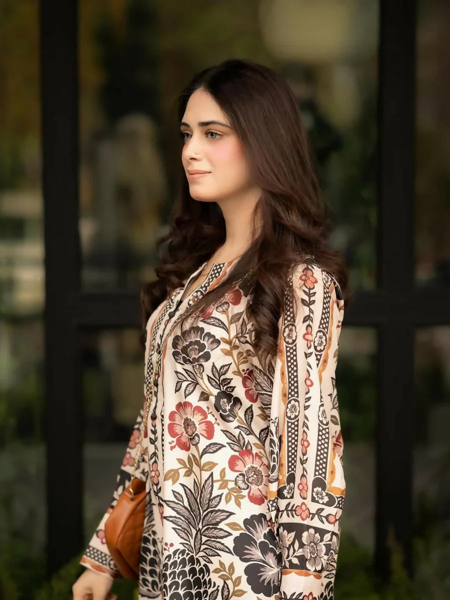 Tehzeeb Libas Poly Lawn Printed Co-ord Set-MINAAL 2pcs