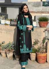 Embroidered 2pcs  black dress