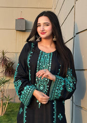 Embroidered 2pcs  black dress